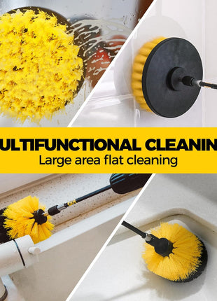 Holikme 6Pack Drill Brush Power Scrubber Cleaning Brush Extended Long Attachment Set All Purpose Drill Scrub Brushes Kit for Grout, Floor, Tub, Bathroom and Kitchen Surface,Scratch Brushes(Yellow)