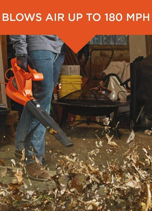BLACK+DECKER Electric Leaf Blower, Handheld Blowers for Lawn Care, Lightweight, 180 MPH 180 CFM, 7-Amp, Corded (LB700)