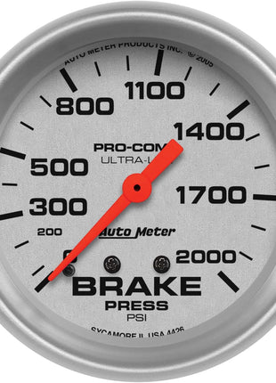 Auto Meter 4426 Ultra-Lite Mechanical Brake Pressure Gauge,2.625 in.