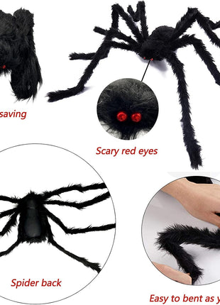 Halloween Decorations - 295" Halloween Spider Web Decorations Outdoor + 59" Giant Fake Spider with Triangular Huge Spiders Web - Scary Decor Clearance for Yard, Patio, Garden, Haunted House Décor