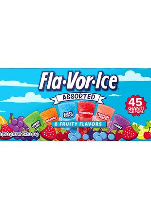 Fla-Vor-Ice Assorted Freezer Bars, Giant Pops 5.5oz, 45 Count