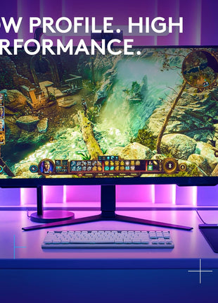 Logitech G515 Lightspeed TKL Low Profile Wireless Gaming Keyboard, LIGHTSYNC RGB, Thin Tenkeyless Design, Double-Shot PBT Keycaps, Linear (Red) Mechanical Switches - White