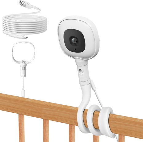 Flex Baby Monitor Charger Mount for Nanit Pro Baby Monitor with Type-C Port and 10FT Power Cable, Fully Enclosed Housing Crib Camera Mount, Temperature and Humidity Display(Camera Not Included)