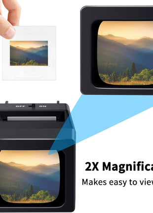 35mm Slide Viewer, 2X Magnification Slide Viewer for Viewing 35mm Slides, Slide Projector for Old Slides (2AAA Batteries Included)