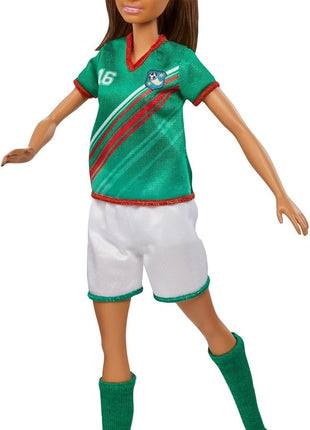 Barbie Careers Fashion Doll & Accessory, Soccer Player with Brunette Ponytail, #16 Uniform, Tall Socks, Cleats & Ball