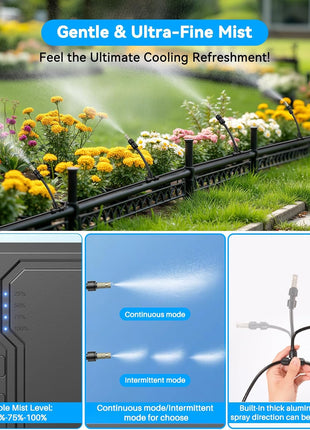 Ausic Portable Misting Systems, Outdoor Water Cooling Misters Set with 6000mAh Water Pump, 20L Bucket, 26FT (8M) Hose, 10*Clips/Ties for Sports/Patio/Umbrella/Pasture/Greenhouse/Canopy/Camping