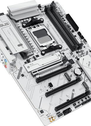 ASUS B650E MAX Gaming WiFi W – AMD B650 AM5 ATX Motherboard, White PCB, DDR5, PCIe 5.0, 3X M.2, Wi-Fi 6E, 2.5Gb LAN, USB 10Gbps Type-C, DisplayPort, HDMITM, BIOS FlashbackTM, Aura Sync, Advanced AI PC