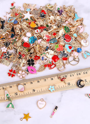 SANNIX 350Pcs Bracelet Charms Jewelry Making Charms Assorted Gold Plated Enamel Pendants for DIY Necklace Bracelet Earring Craft Supplies