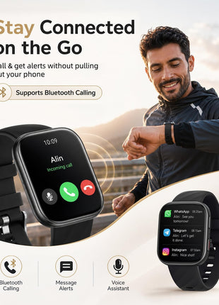 MorePro Health Fitness Tracker (Make/Answer Call), 24/7 Heart Monitor with Blood Pressure, Blood Oxygen, Sleep Tracking, 120+ Sports Modes Smart Watch with 7-Day Battery, Compatible with iOS Android