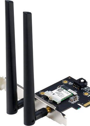 ASUS AX1800 PCIe WiFi Adapter (PCE-AX1800) - WiFi 6, Bluetooth 5.2, Ultra-Low Latency Wireless, 2 External Antenna, Supporting Total Data Rate up to 1800Mbps, WPA3 Network Security, OFDMA and MU-MIMO