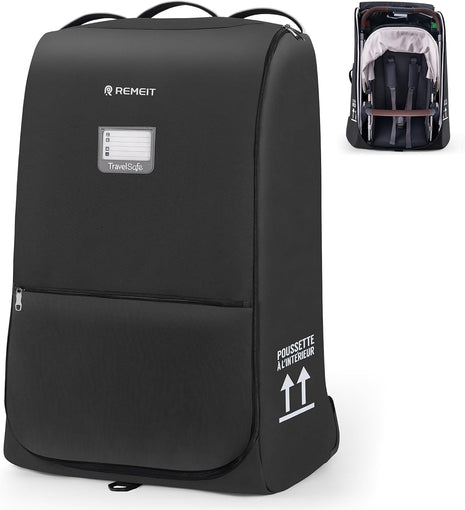 Stroller Bag, Stroller Travel Bag for Airplane Compatible with UPPAbaby Vista V1 V2 V3, Cruz V1 V2 V3, Rolling Wheel Bag with Storage Pocket,Multiple Handles,Luggage Tag for Flight Travel,Black