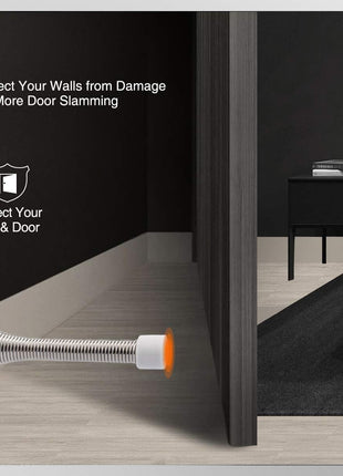 KOVOSCH 2 Pack Spring Door Stopper Brushed Satin Nickel- 3-1/4 inch Flexible Spring Door Stops with White Rubber Bumper Tips