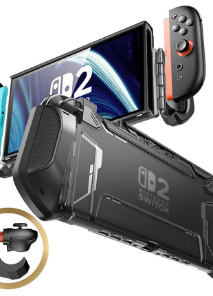 Mumba Blade Series Case for Nintendo Switch 2 [Dock Friendly] [Military-Grade Protection] Switch 2 Grip Protective Cover Shell, Quick-Release Joy-Con, Accessories for Switch 2 Controllers (Black)