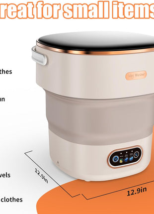 Portable Washing Machine,16L Foldable Mini Washer Machine with Spin Basket Laundry,Collapsible Small Underwear Washer Machine with 3 Cleaning Modes for Apartment Home Hotel Camping (Khaki)