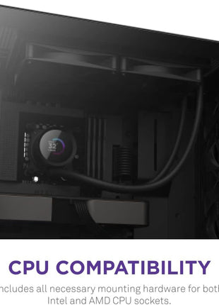 NZXT Kraken 280-280mm AIO Liquid CPU Cooler, LCD - Black | 280mm AIO with a customizable 1.54-inch square LCD. Monitor temps or show custom art, all controlled through CAM.