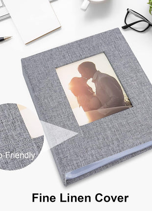 Vienrose Small Photo Album 4x6 Photos, 2 Pack Linen Cover Mini Photo Book, 26-Page Holds 52 Pictures, Artwork or Postcards Storage for Baby, Grey