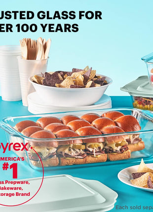 Pyrex Deep 9x13-Inch Glass Baking Dish with Lid, Deep Casserole Dish, Glass Food Container, Oven, Freezer and Microwave Safe, Clear Container