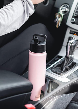 Simple Modern Water Bottle with Straw Lid Vacuum Insulated Stainless Steel Metal Cup Bottles | Reusable Leak Proof BPA Free Flask for Gym Sports | Summit Collection | 22oz, Midnight Black