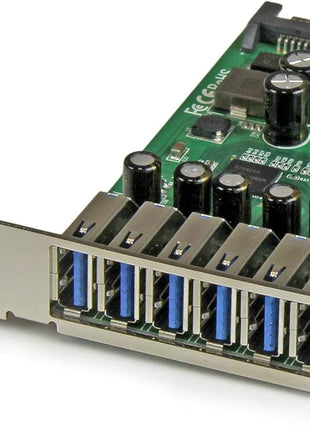 StarTech.com 7 Port PCI Express USB 3.0 Card - 5Gbps - Standard & Low-Profile - SATA Power - UASP Support - 1 Internal & 6 External USB 3.0 Ports , TAA (PEXUSB3S7)