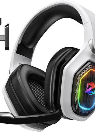 Ozeino 2.4GHz Wireless Gaming Headset for PC, Ps5, Ps4 - Lossless Audio USB & Type-C Ultra Stable Gaming Headphones with Flip Microphone, 40-Hr Battery Gamer Headset for Switch, Laptop, Mobile, Mac