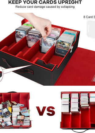 Card Storage Box 3200+ MTG Deck Box with 30 Colorful Divider, 4 Row Commander Trading Card Cases with Portable Handle & Display Windows, Fits for MTG/TCG/Magic Cards, Patented Design