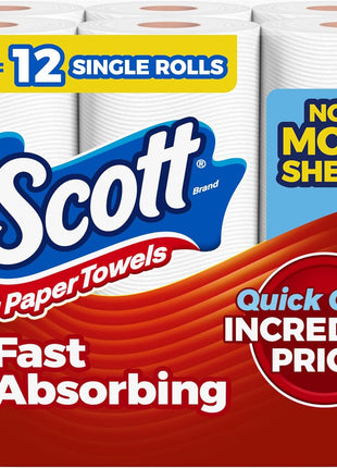 Scott Paper Towels, Choose-A-Sheet, 6 Double Rolls = 12 Regular Rolls (108 Sheets Per Roll)