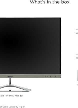ViewSonic VX3276-4K-MHD 32 Inch 4K UHD Monitor with Ultra-Thin Bezels, HDR10 HDMI and DisplayPort for Home and Office