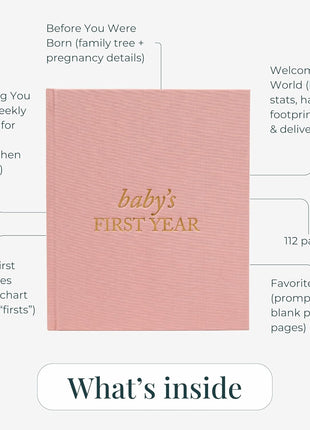 Duncan & Stone Baby Book First Year Memory Keepsake, Linen, Cream | Record milestones, photos & ultrasounds in a 112-page linen baby book; a boy or girl new mom keepsake gift