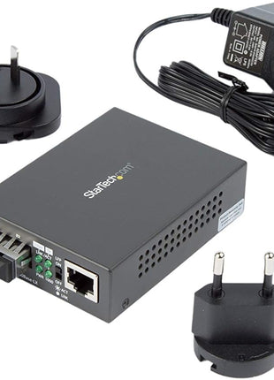 StarTech.com Multimode (MM) SC Fiber Media Converter for 10/100/1000 Network - 550m Range - Gigabit Ethernet - 850nm - Full Duplex, TAA (MCMGBSCMM055)