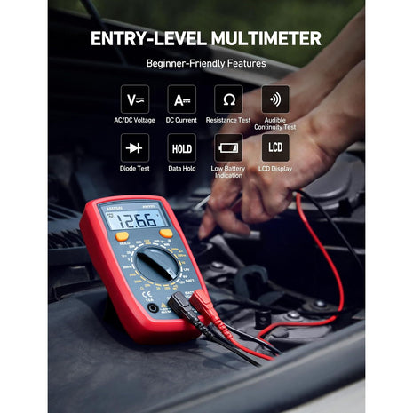 AstroAI Digital Multimeter Tester 2000 Counts with DC AC Voltmeter and Ohm Volt Amp Meter; Measures Voltage, Current, Resistance, Continuity and Diode, Blue