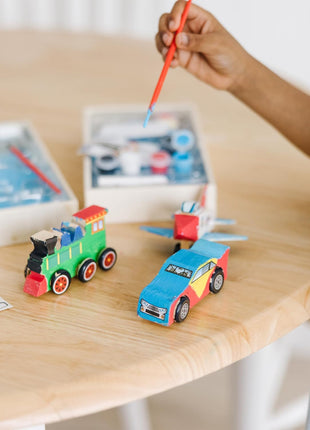 Melissa & Doug Decorate-Your-Own Wooden Craft Kits Set - Plane, Train, and Race Car