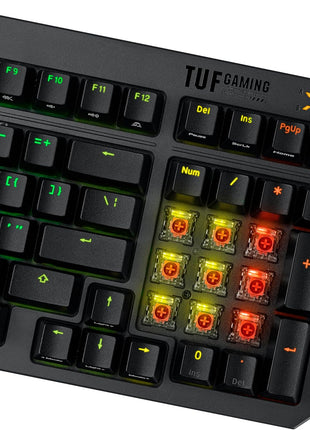 ASUS TUF Gaming K3 Gen II Wired USB Gaming Keyboard – 97-Key Compact Layout, Optical-Mechanical Red (Linear) Switches, PBT Keycaps, Detachable Top Plate, IP57 Waterproofing, PC/Mac Support - Black