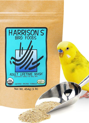 Harrison's Bird Foods Bird Food Adult Lifetime Fine Certified Organic Non-GMO Formula Bird Food 1lb
