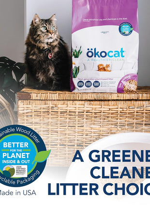 ökocat Less Mess Low Tracking Wood Clumping Cat Litter Mini- Pellets, Unscented, 14.8 pounds - Natural Ingredients, Stops Odor, Clumps Solid, 99% Dust Free, Great for Long-Hair Breeds, All Cats