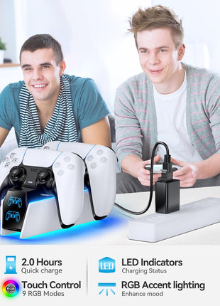 OIVO PS5 Controller Charger with Fast Charging AC Adapter, PS5 Controller Charging Station Stand for PlayStation 5, Docking Station Replacement for PS 5 Accessories Kits