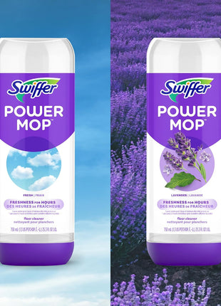 Swiffer PowerMop Liquid Floor Cleaner Refills, Solution for Power Mop, Fresh Scent, 2 Count Mopping Fluid Replacement Bottle, Spray Mops Cleaning Juice, No Bucket Needed, Multi-Surface and Wood