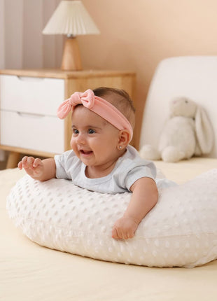 Nursing Pillow and Positioner, Breastfeeding, Bottle Feeding | Baby Sitting Support with Removable Ultra Soft Cover, Tummy Time Support for Baby Boys and Girls (Beige)