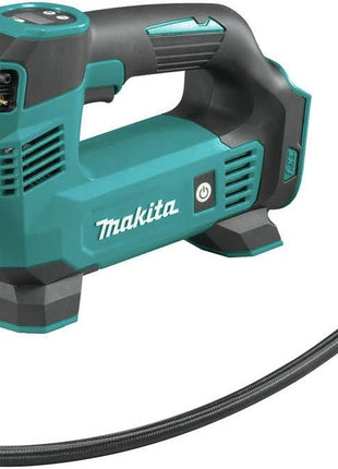 Makita DMP180ZX 18V LXT® Lithium-Ion Cordless Inflator, Battery Powered, Tool Only(battery and charger not included);Presta valve adapter;Sports ball needle;Tapered adapter, Teal
