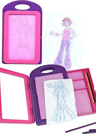 Melissa & Doug Fashion Design Art Activity Kit - 9 Double-Sided Rubbing Plates, 4 Pencils, Crayon - Fashion Plates, Travel Toys for Kids Ages 5+