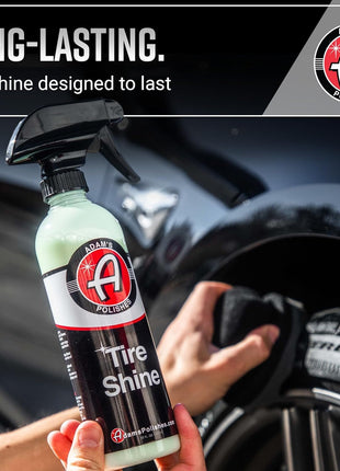 Adam's Tire Shine 16oz - Tire Dressing Spray with Added SIO2 for Rubber Protection, Gives A Glossy Wet Look & No Sling