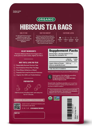 FGO Organic Hibiscus Tea, 100 Count, Eco-Conscious Tea Bags, Caffeine Free, Packaging May Vary (Pack of 1)