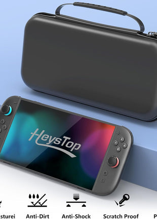 HEYSTOP Carrying Case for Nintendo Switch 2, Water-Resistant Hard Shell Travel Pouch with 12 Game Slots, Slim Storage Bag for Backpacking & Road Trip, Secure Straps & Dual Zippers, Black
