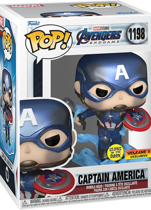 Funko POP! Marvel Avengers Endgame Captain America with Broken Shield & Mjolnir (Glow in the Dark & Metallic), Exclusive