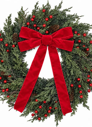 24 inch Christmas Wreath for Front Door, Real Touch Cedar Wreath