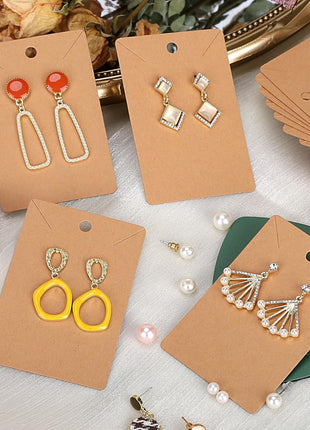 Works Great Earring Display Cards - Well-made 3.5 x 2.4 Inches Earring Cards with Good Paper Quality, Plus Clear Packaging Bags That Don't Tear Easily, for Earrings Necklace Jewelry Cards