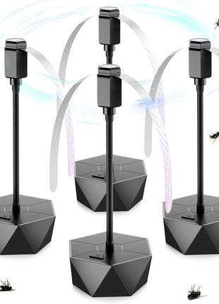 Fly Fans for Tables, Fly Repellent Fan Outdoor Indoor Keep Flies Away, Fly Repellent Fans for Tables with Holographic Blades for Picnic, Party, Restaurant, Kitchen, and BBQ, 4 Pack Black