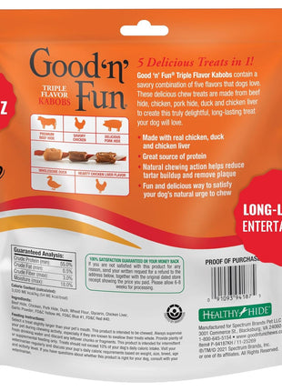 Good 'n' Fun Kabobs Long-Lasting Dog Treat, With Real Proteins, Beef Hide and Premium Chicken, Supports Dental Health, Mental Stimulation, 24 oz