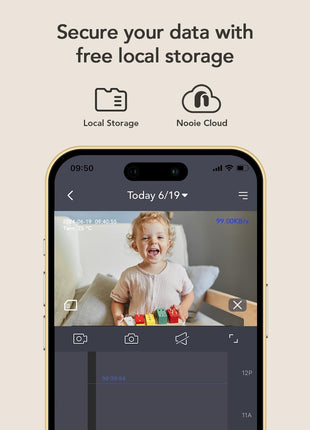 nooie 2K Smart WiFi Baby Monitor with Camera and Audio, Smartphone App Control, Temperature Sensor, Motion & Cry Detection, IR Night Vision, 2-Way Talk, Cloud & SD Card Storage, Ideal for New Moms