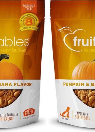 Fruitables Baked Dog Treats, Healthy Pumpkin Treat for Dogs, Low Calorie & Delicious, No Wheat, Corn or Soy, Made in the USA, Pumpkin and Banana Flavor, 7oz