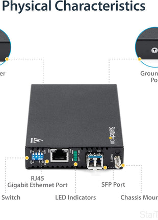 StarTech.com Singlemode (SM) LC Fiber Media Converter for 1Gbe Network - 20km - Gigabit Ethernet - 1310nm - with SFP Transceiver, TAA (ET91000SM20)